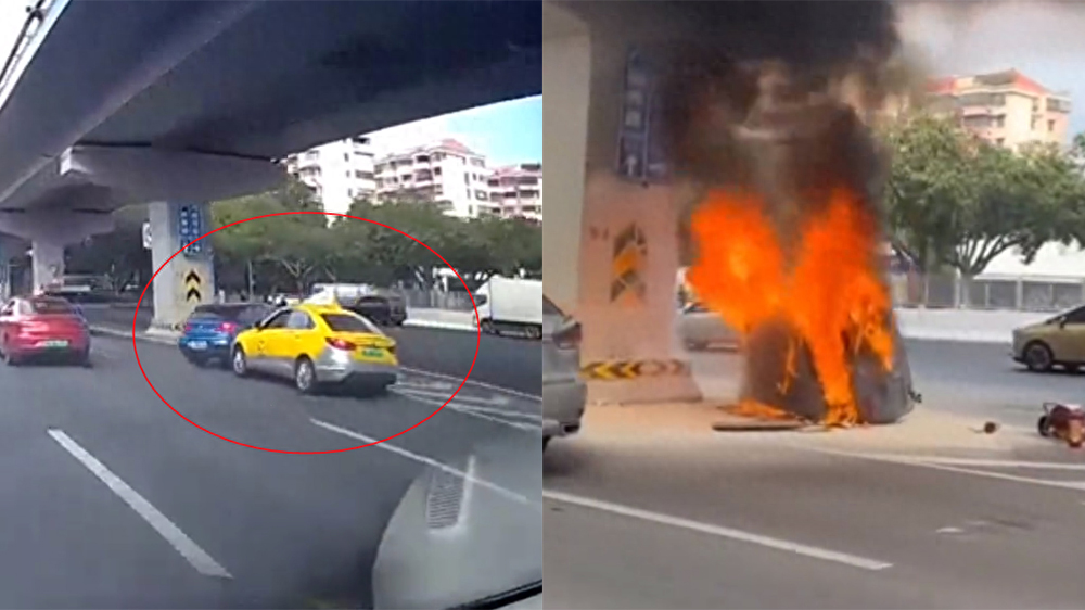 廣州寶馬車撞橋墩側(cè)翻自燃司機(jī)死亡 警方通報：暫未發(fā)現(xiàn)開「鬥氣車」證據(jù)