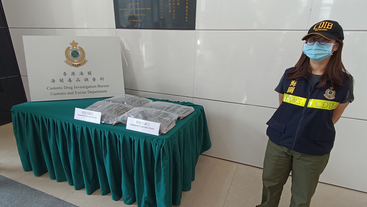 海關(guān)搗破佐敦毒品儲(chǔ)存?zhèn)} 拘1男檢值120萬(wàn)元大麻花