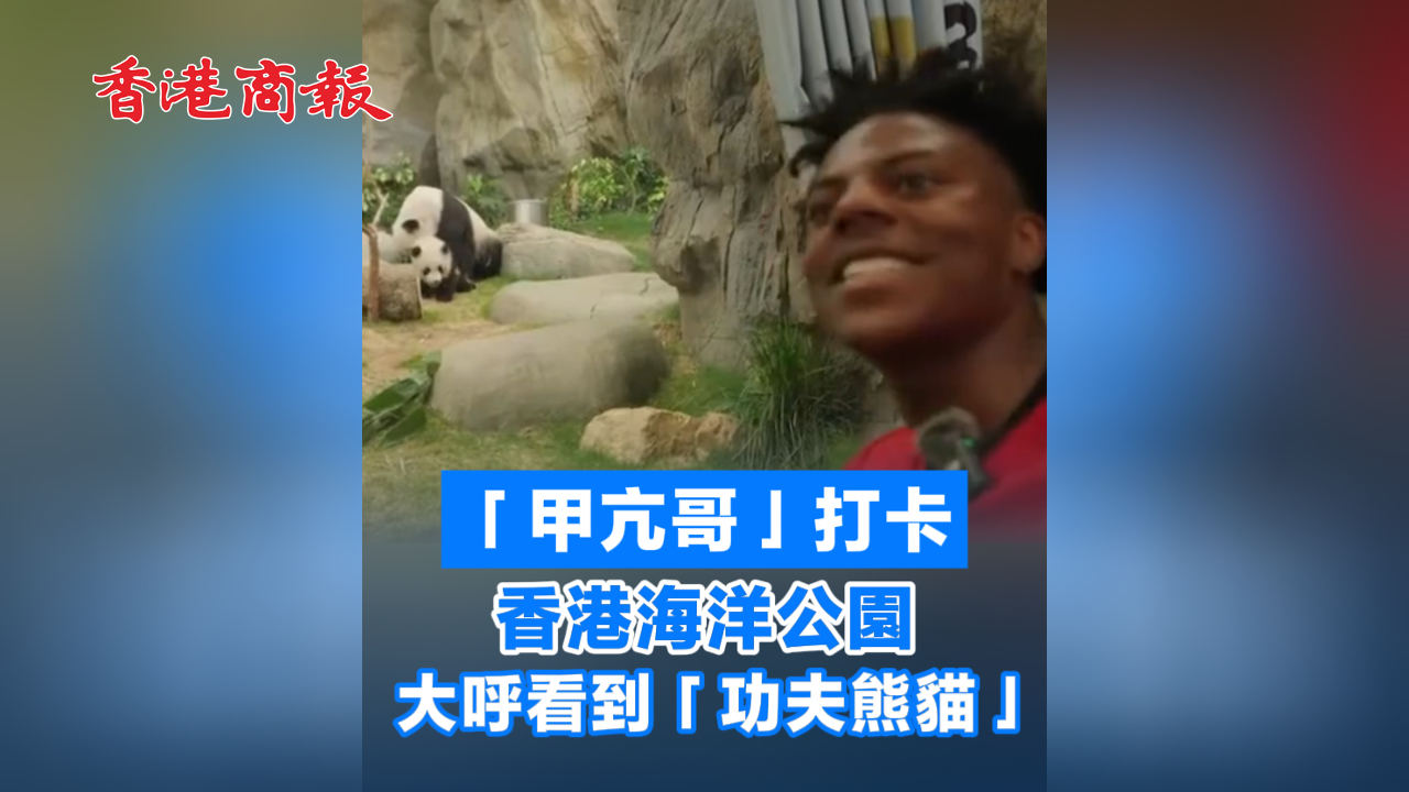 有片丨「甲亢哥」打卡香港海洋公園 大呼看到「功夫熊貓」
