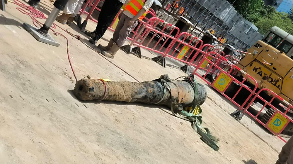 尖沙咀地盤發(fā)現(xiàn)戰(zhàn)時炮管 一度疏散約40人